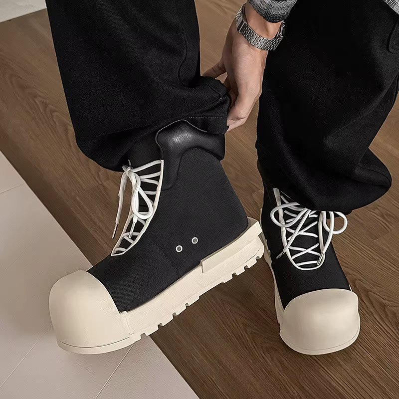 Chaussures en toile à grosse tête pour hommes et femmes, semelle optique rehaussante, haut, couple p
