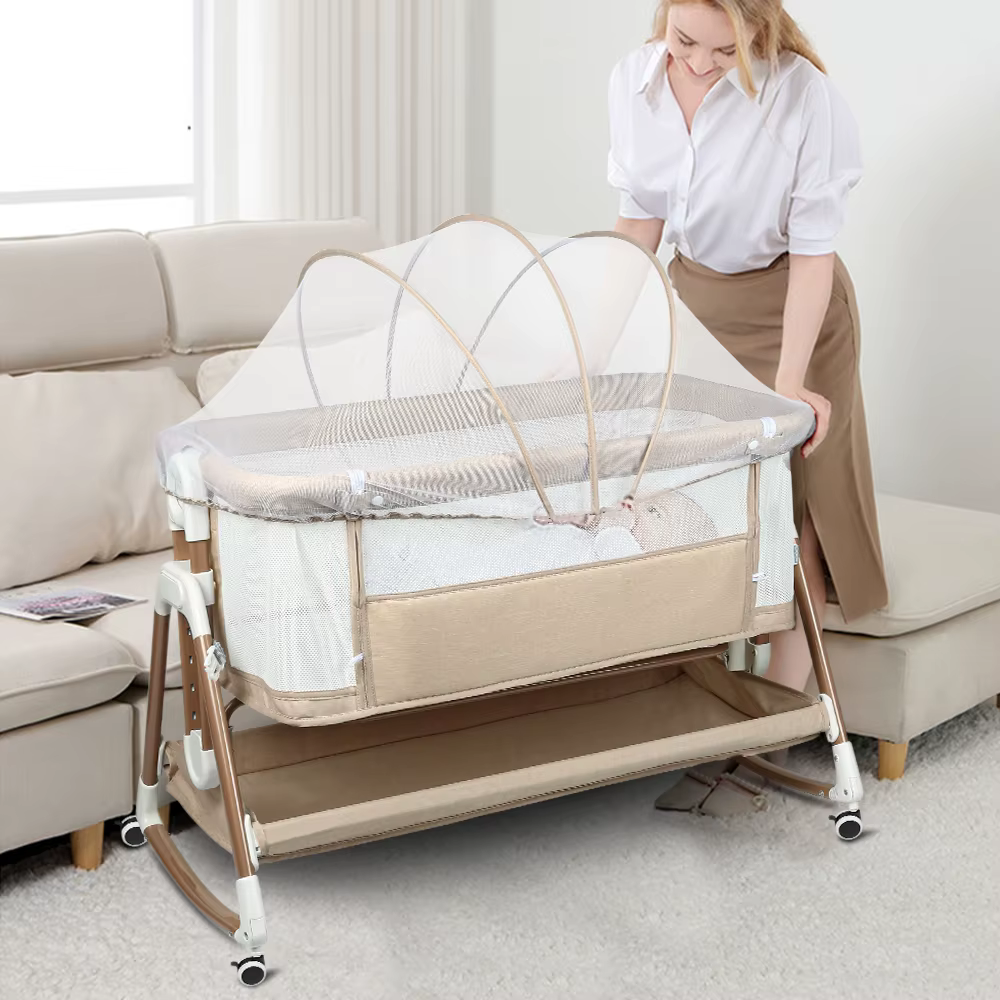 Lit bébé 3 en 1, lit bébé, bascule bébé, lit de voyage bébé avec matelas, couffin avec 6 hauteurs, f