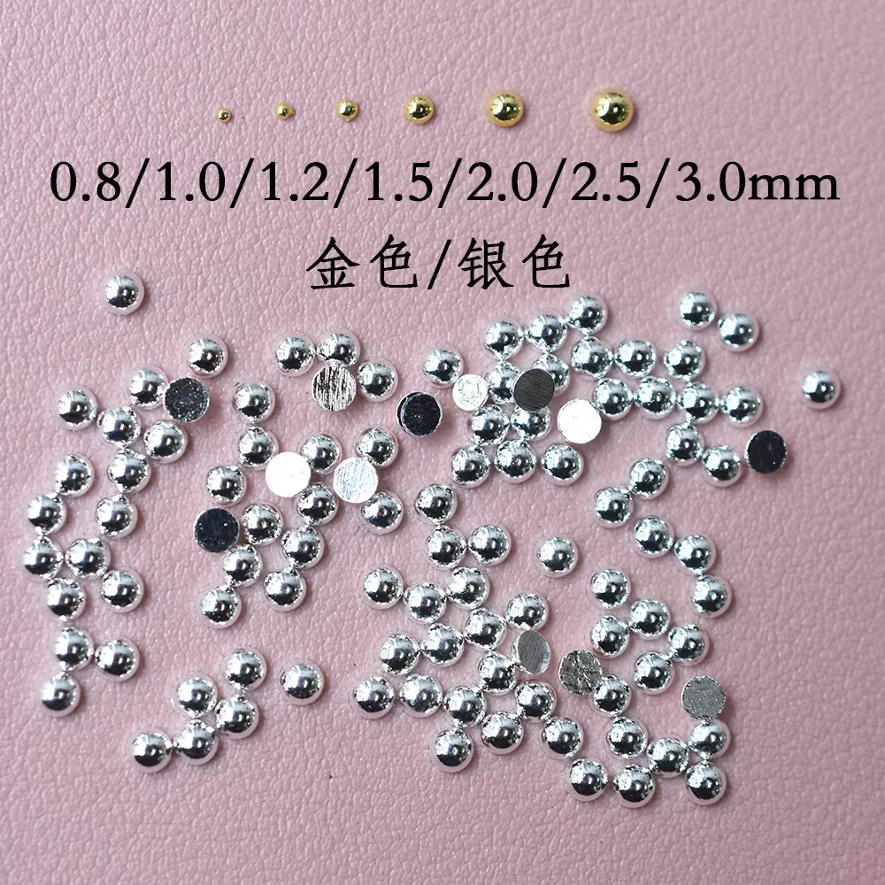 1000 pièces/sac or argent 0.8-3.0mm alliage métallique paillettes Flatback solide demi-rond Nail Art