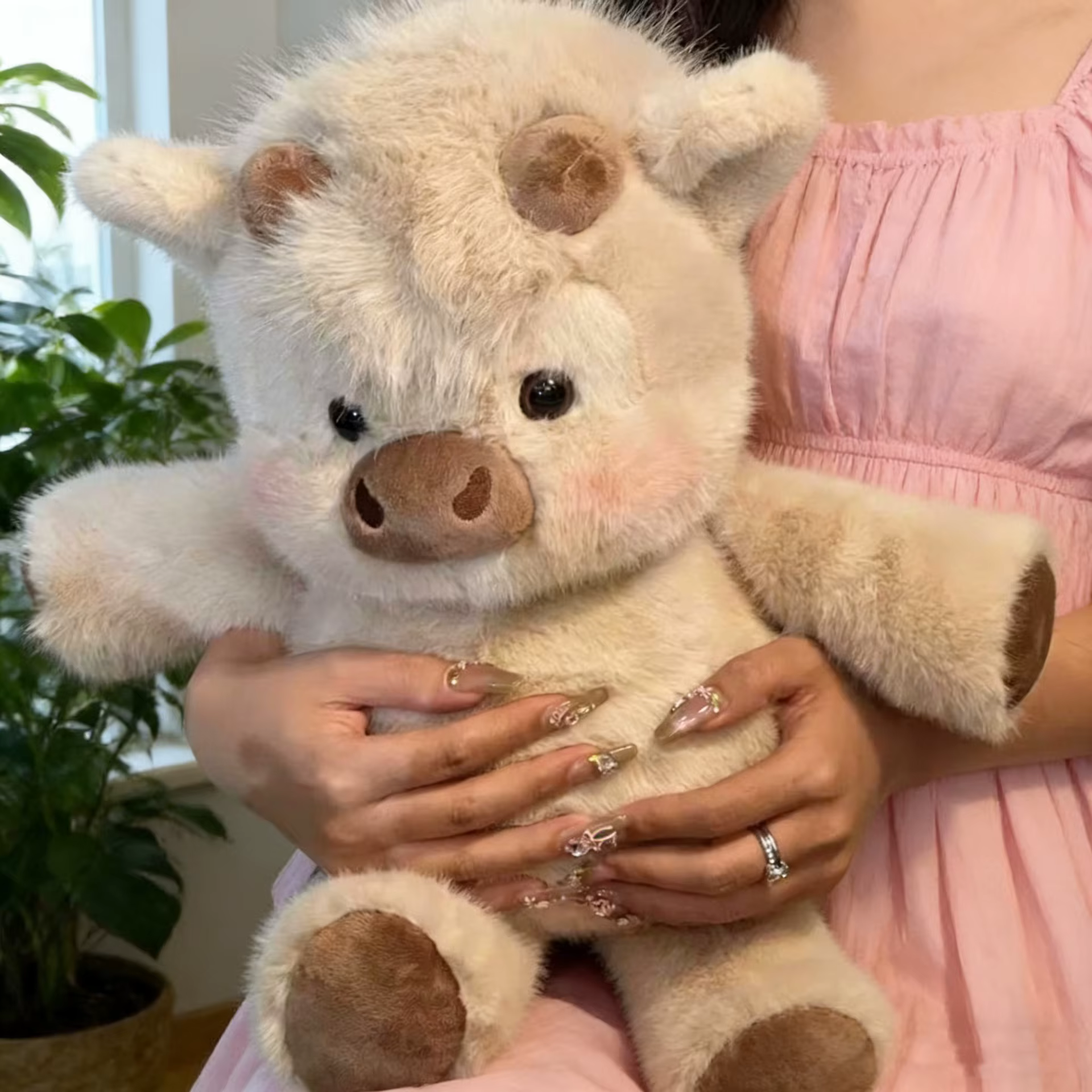 Peluche Mignonne de Veau West Highland 45/60CM, Jouet en Peluche Vache Courante, Animal en Peluche D