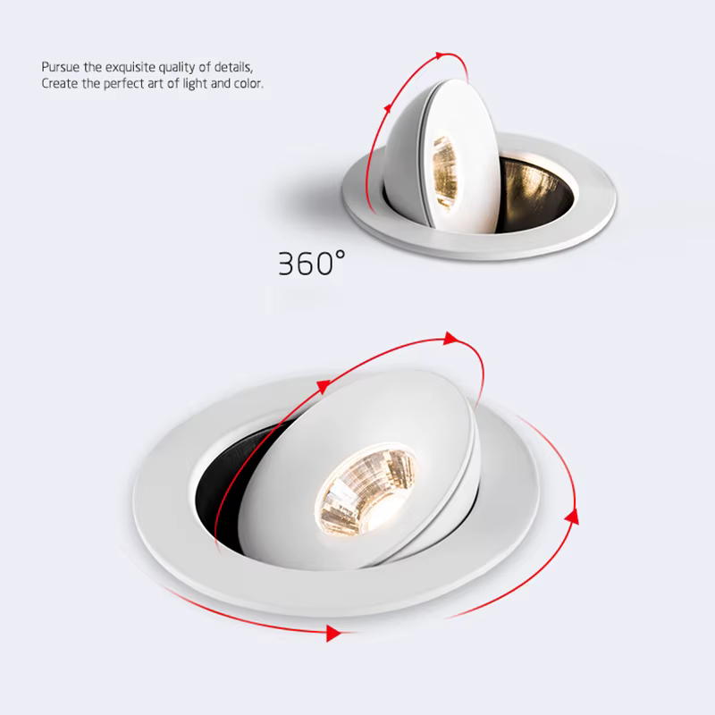 Spot circulaire à intensité variable 360 °   Angle réglable LED intégré COB Downlight 9W 12W 15W pla