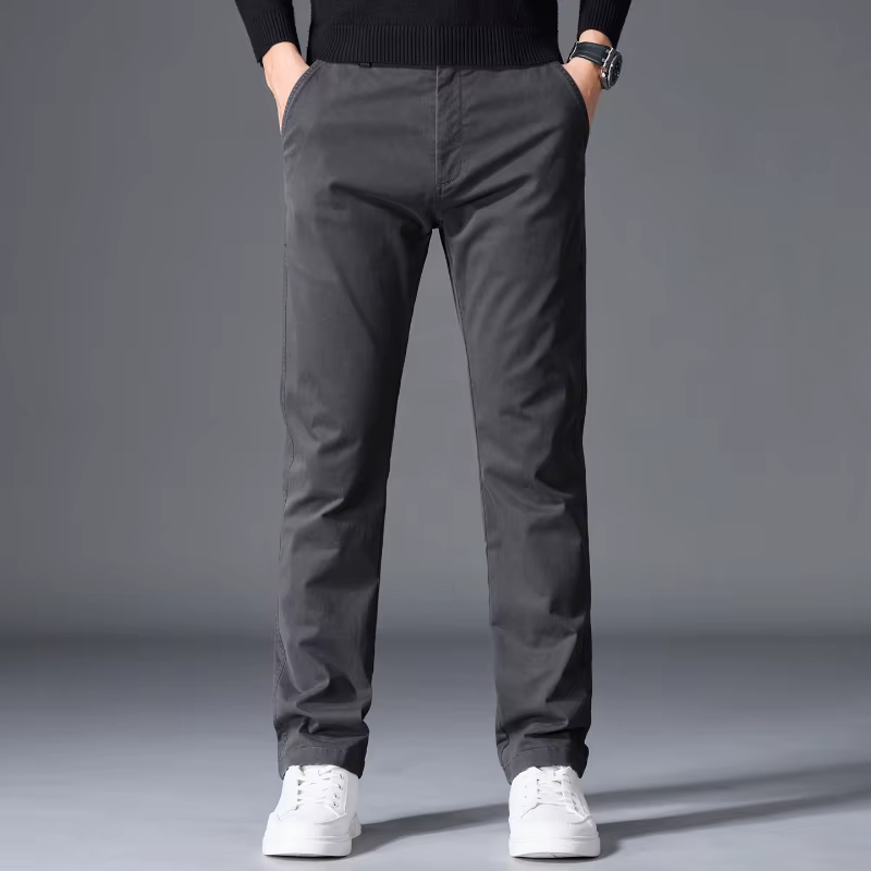 Pantalon en coton pour homme, coupe droite classique, élastique, couleur unie, décontracté, pour aff