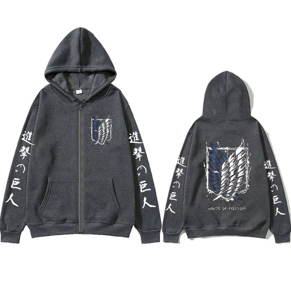Sweat-shirts à fermeture éclair avec logo Anime Attack on Titan Mikasa Ackerman Eren Jaeger Wings of
