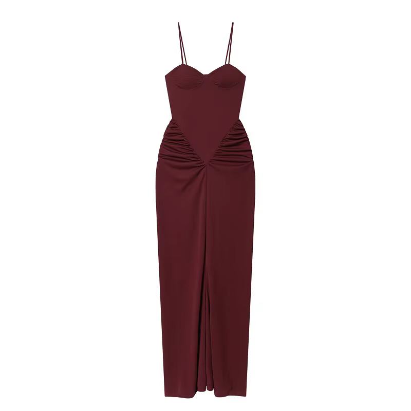 Robes longues drapées style corset pour femme, robe maxi dos nu, robe de soirée plissée sexy pour fe