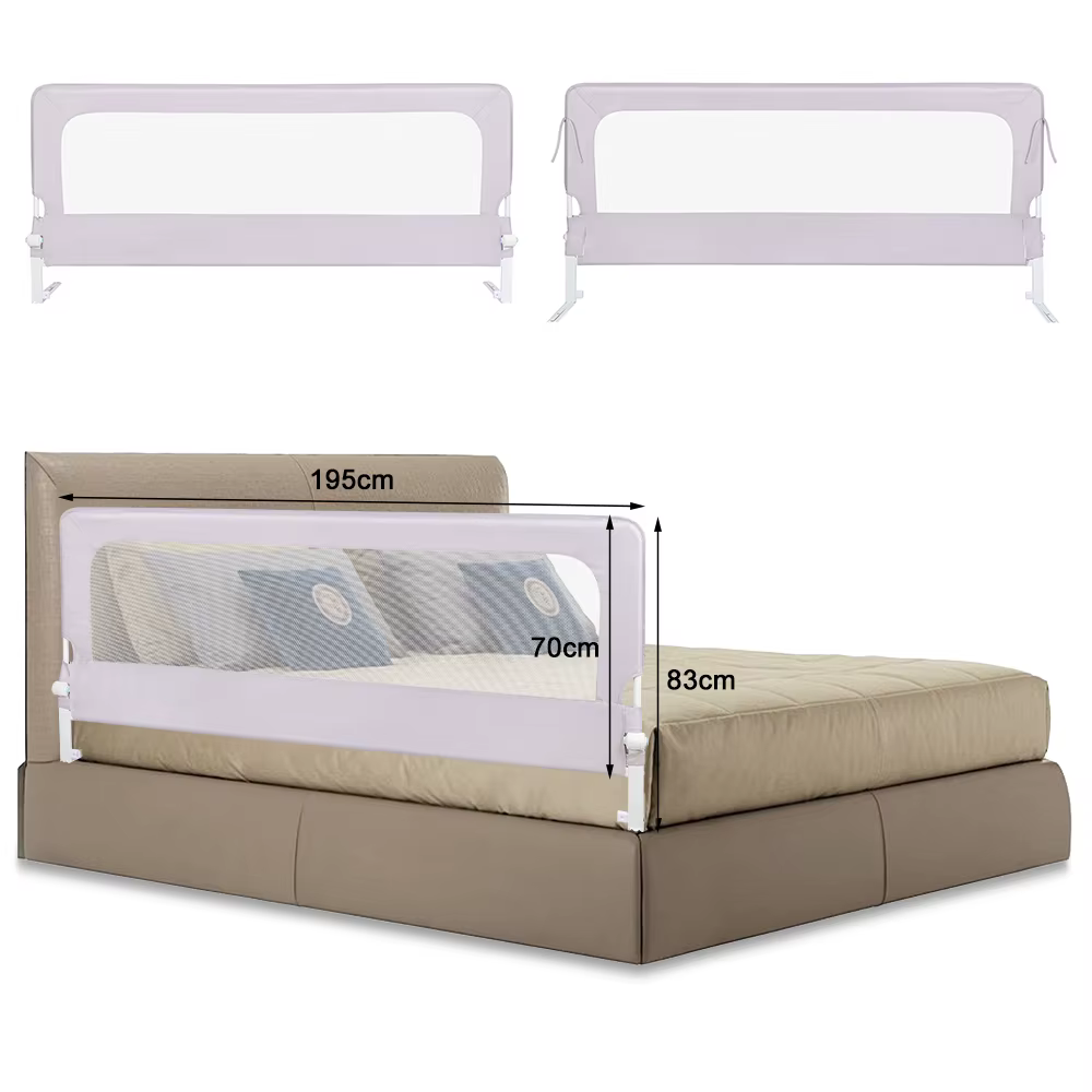 Barrière de lit portable pour enfants 180/200 x 65 cm, pliable et portable, barrière de sécurité ant