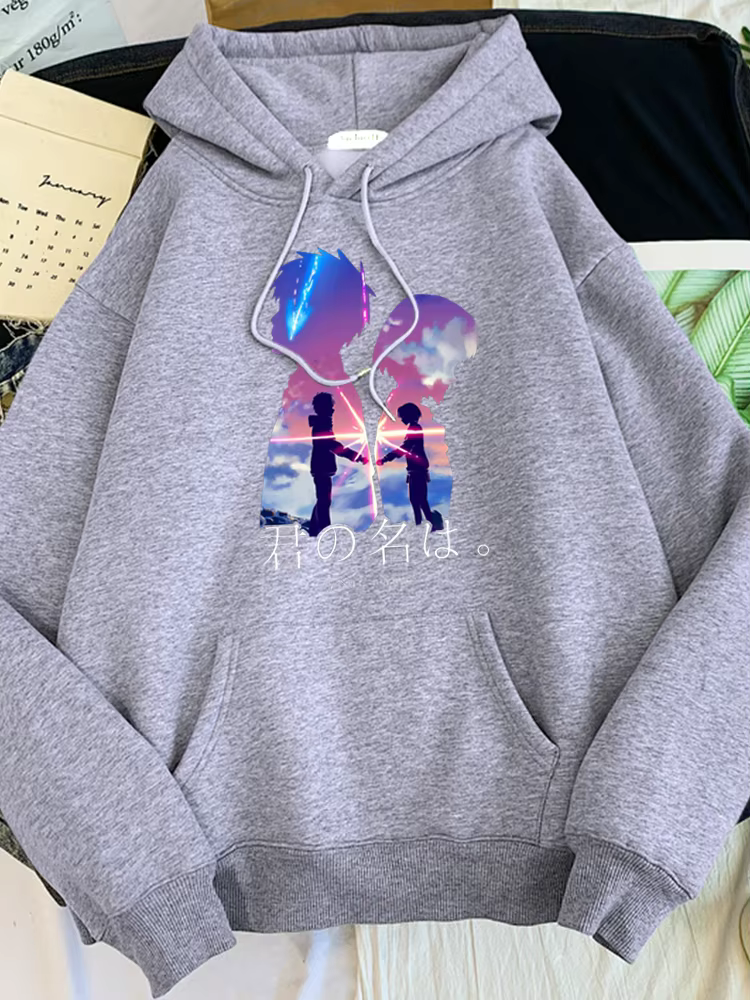 Sweat à capuche à col rond pour femme, vêtement surdimensionné, ample, mignon, avec films d'anime ja