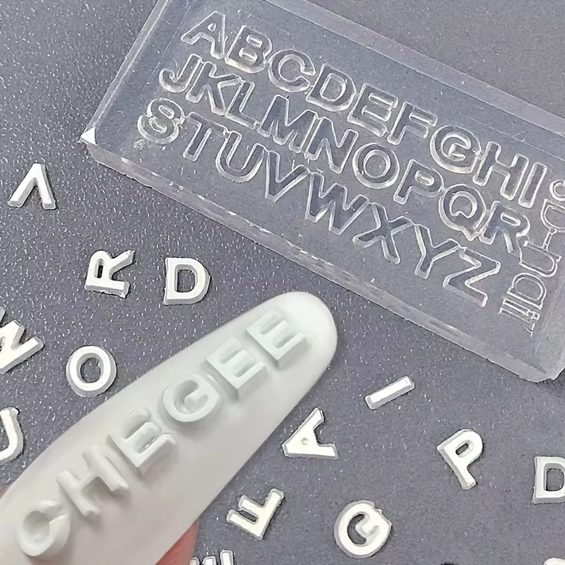 Moule à ongles en silicone avec lettre 3D, mini lettre A-Z, moule en résine, 26 moules à lettres, ou