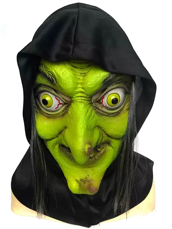 Masque de sorcière réaliste et terrifiant, couvrant tout le visage, en latex. Convient aux costumes 