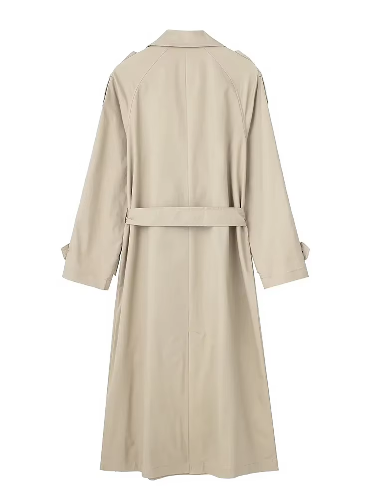 Willshela femmes mode avec ceinture solide Double boutonnage Trench Vintage revers cou manches longu