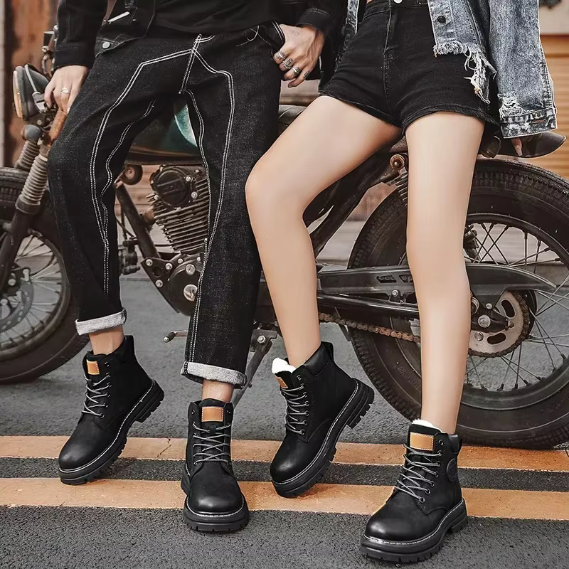 Bottes hommes bottes hautes de haute qualité femmes chaussures en cuir mode baskets d'extérieur homm