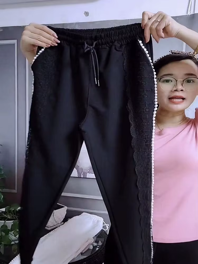 Pantalon à séchage rapide perlé pour femme, pantalon évidé, pantalon de sport de loisirs, longueur d