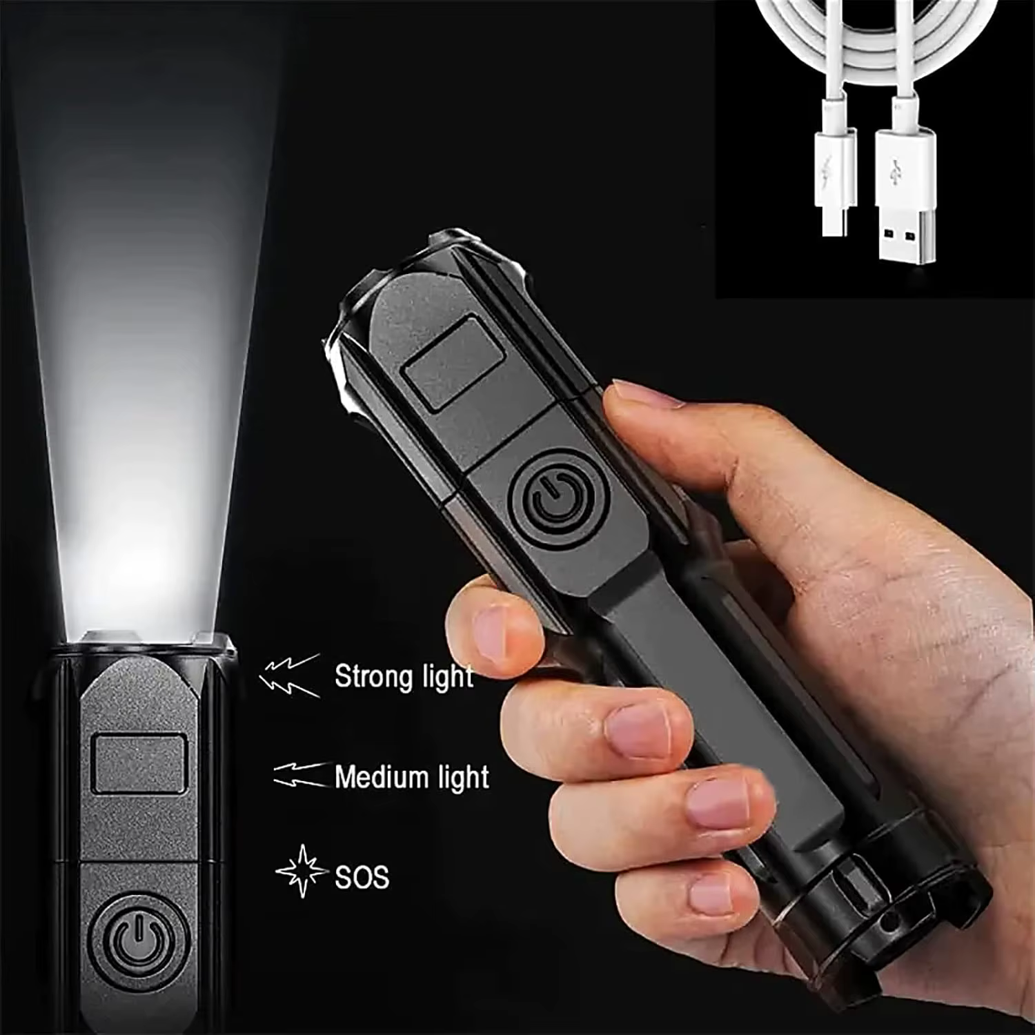 Lampes de poche télescopiques portables à n'aime LED, lampe de poche de camping à longue portée, bud