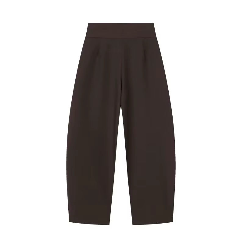 Pantalon large pour femme, style rétro, couleur foncée, plissé, taille haute, décontracté, pour le t