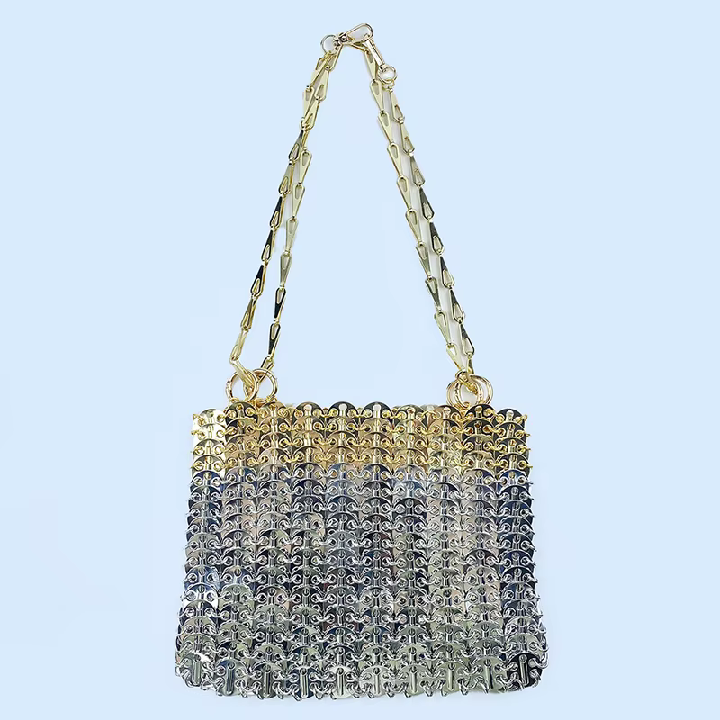 Sac à bandoulière en métal à paillettes pour téléphone portable, grande capacité, fait à la main, te