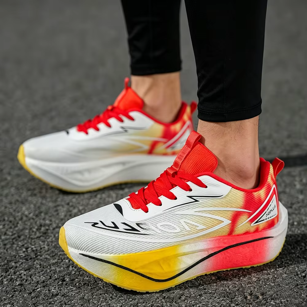 Chaussures de course pour hommes, spécialité sportive, semelle en carbone, marathon, respirantes, lé