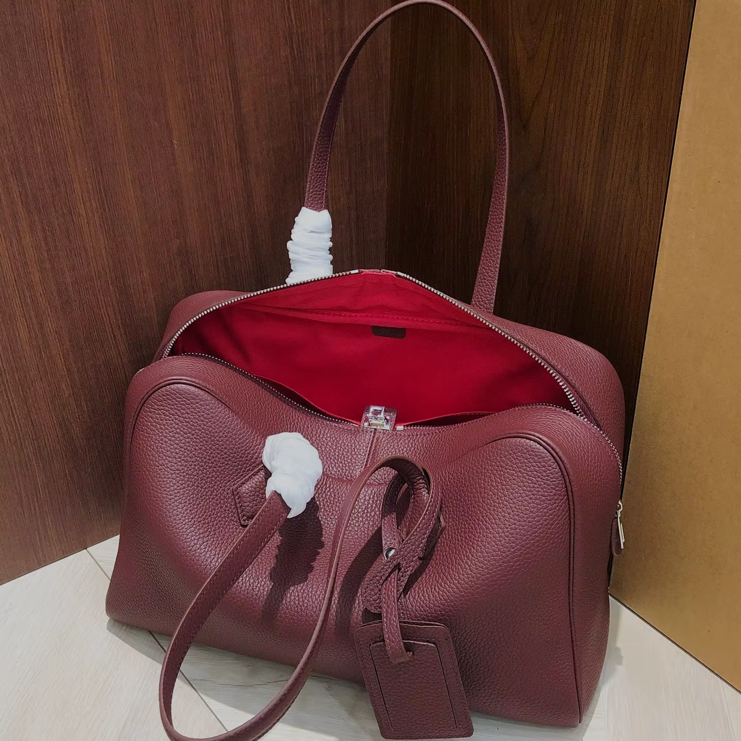 Nouveau Sac à Main en Cuir Véritable 35 cm Grande Capacité en Cuir de Vachette Pleine Fleur pour Fem