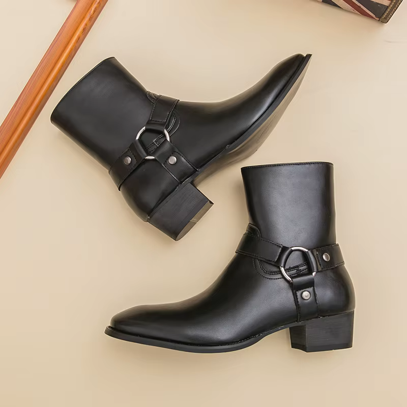 Bottes de Cowboy d'extérieur respirantes pour hommes, marque de mode d'automne, classiques noires, c