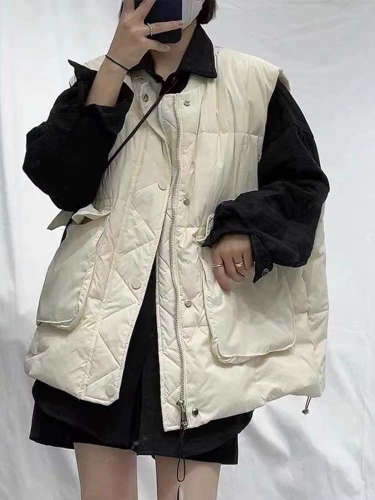 Respzed-Manteau matelassé en coton pour femme, gilet à fermeture éclair, simple boutonnage, mode cor