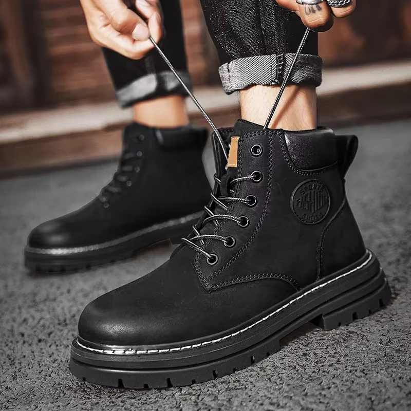 Bottes hommes bottes hautes de haute qualité femmes chaussures en cuir mode baskets d'extérieur homm