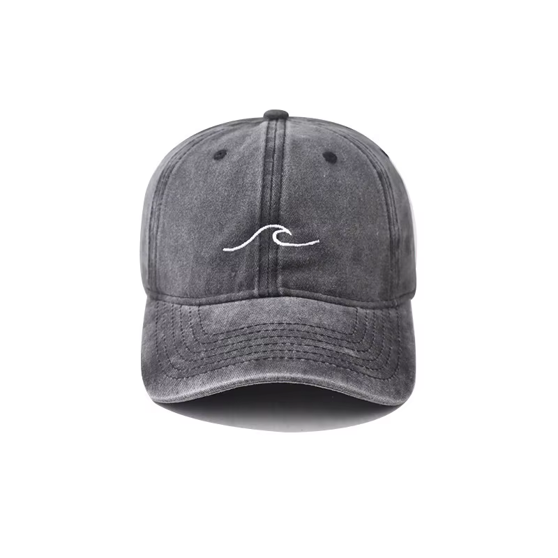 Casquette de Baseball brodée d'ondulation ondulée, couleur unie, en coton lavé, chapeaux de papa sim