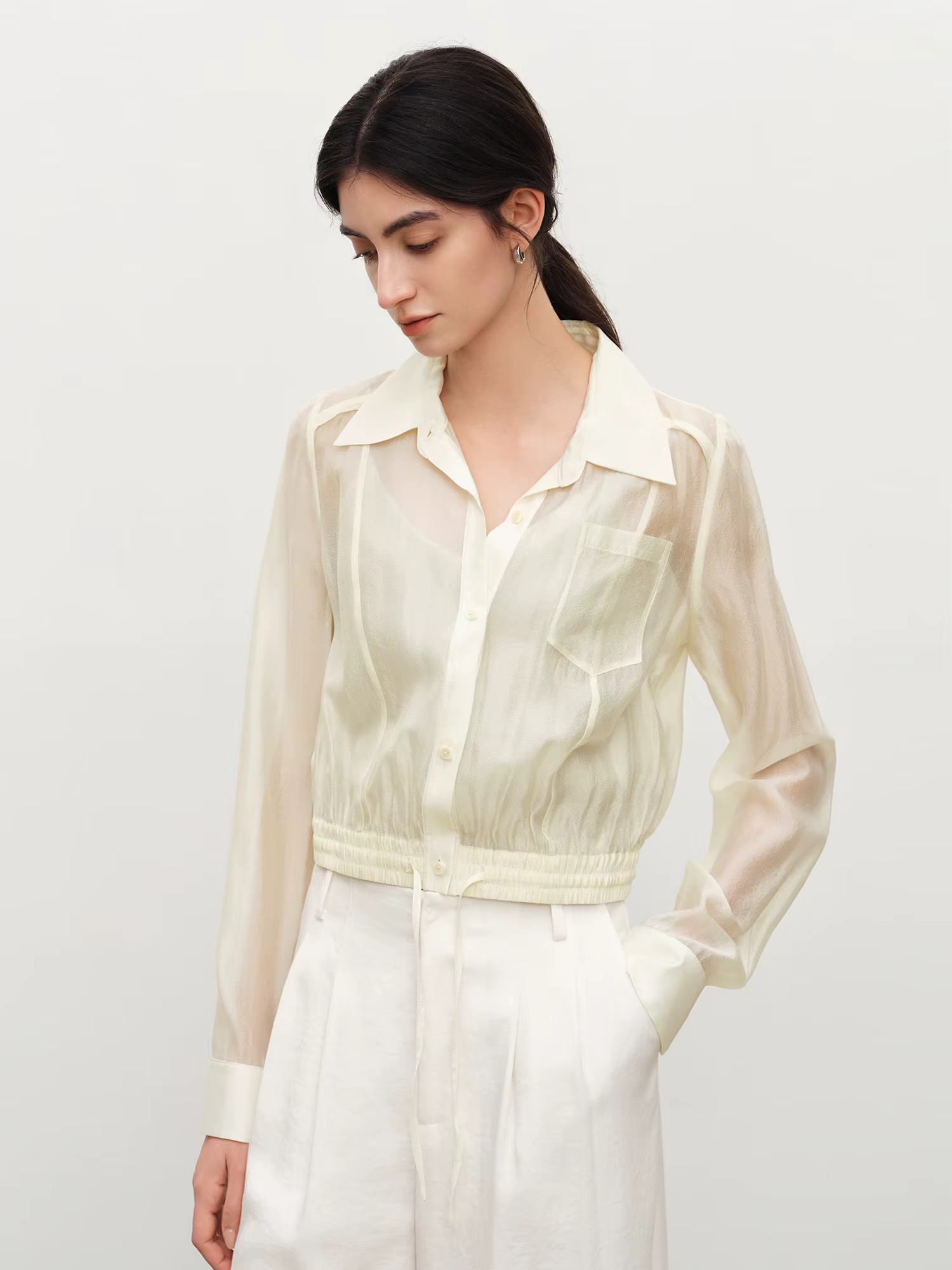 ZIQIAO 2026 Chemise légère et aérée pour femme, à manches longues, boutonnée, avec col à revers, res
