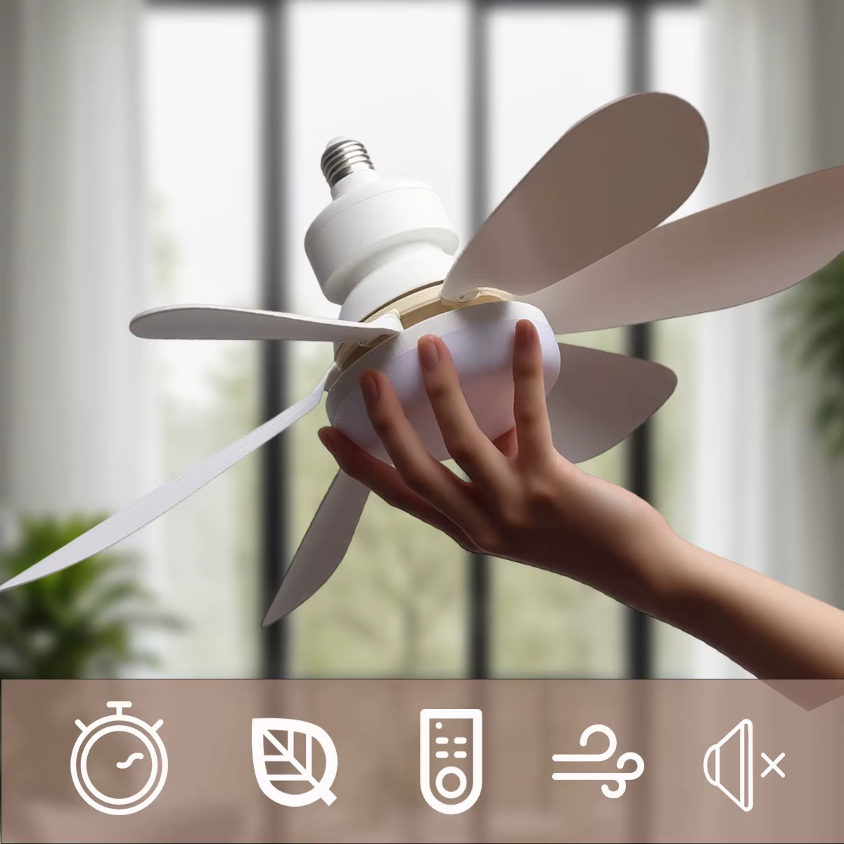 Ventilateur de plafond LED E27 avec télécommande, 30W 40W, fonction de gradation, adapté au salon, a