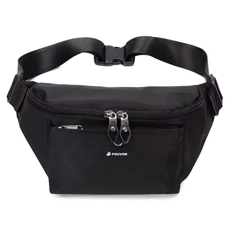 Fouvor – sac de taille rouge en Nylon, sangle réglable, Double fermeture éclair, poche avant, sacs b