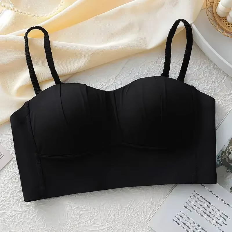 Soutien-gorge Push Up plissé français, Sexy, sans anneau, détachable, fin, sans armatures, sous-vête