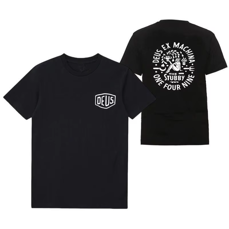 DEUS EX MACHHR-Maillot de football à manches courtes pour homme, haut noir décontracté, t-shirts res