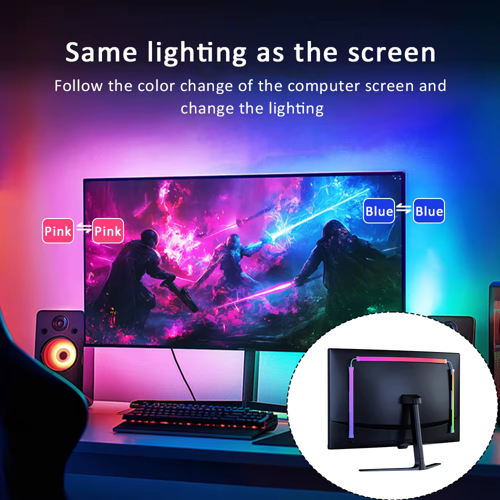 24-34 pouces USB PC LED bande lumières ordinateur synchronisation bande lumineuse moniteur RGB écran