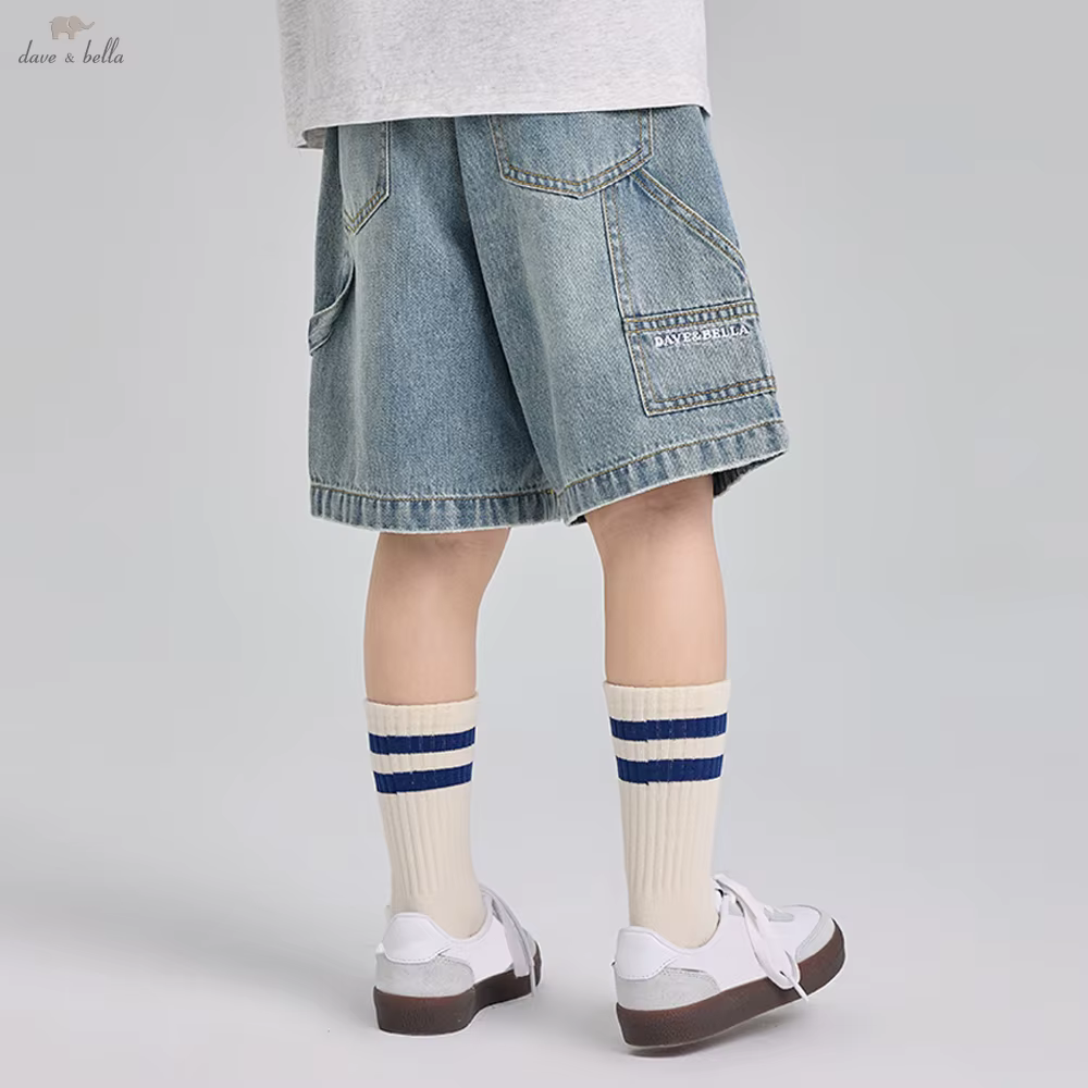 Shorts en jean à jambes larges pour garçons Dave Bella, 7-13 ans, jeans d'été, pantalon de cowboy po