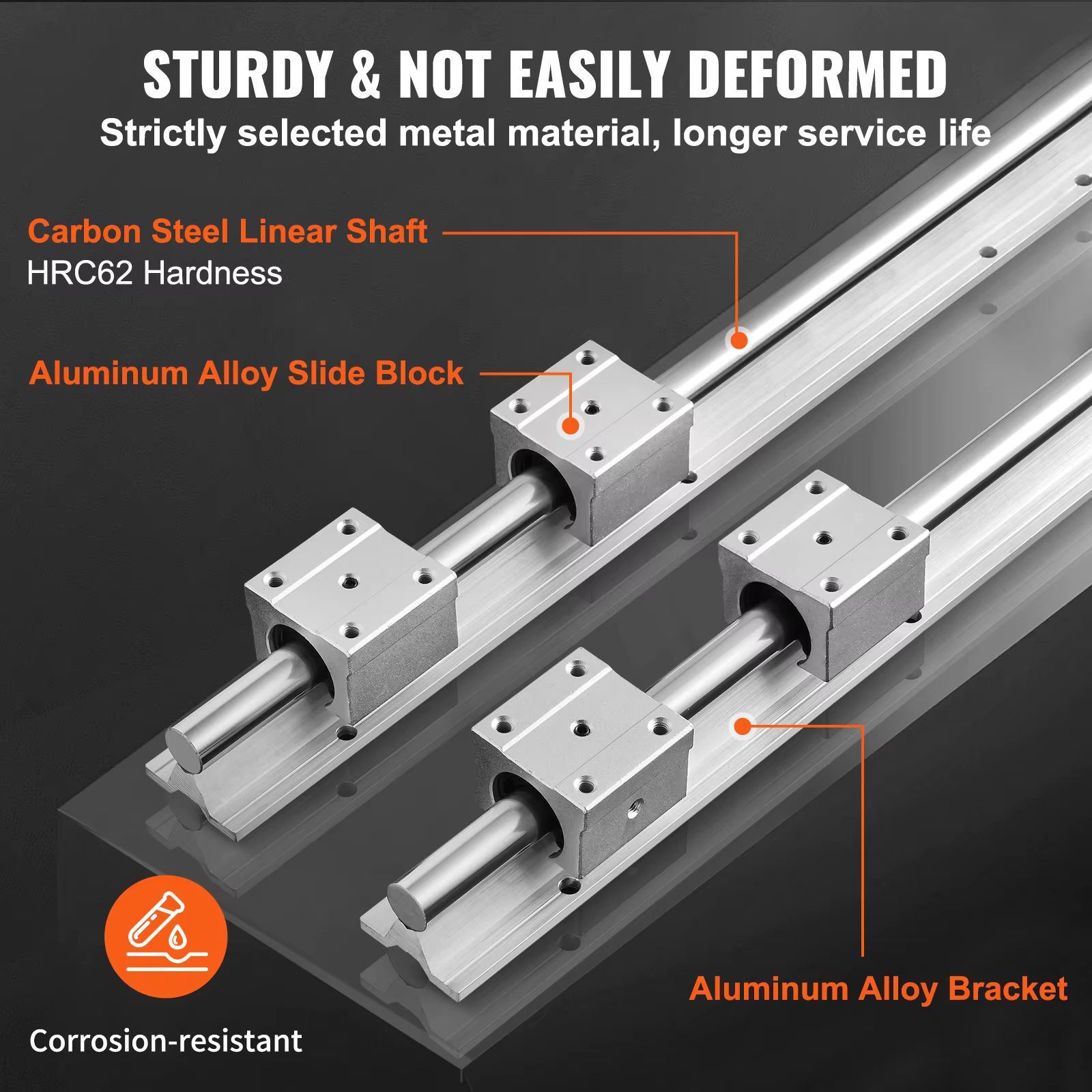 SucceBuy 2 pièces Rails de guidage linéaires SBR12 SBR16 SBR20 SBR25 800-2200mm et 4 pièces blocs de