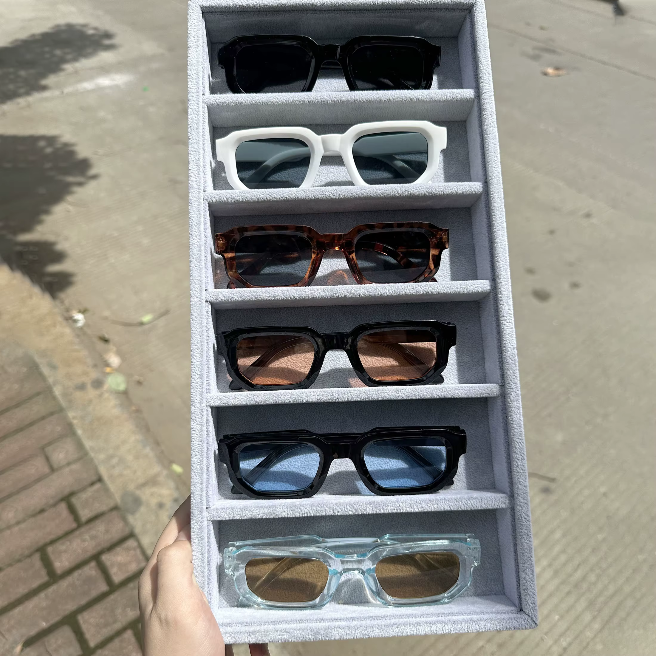 6 pièces/ensemble femmes Vintage Rectangle cadre lunettes de soleil mode rétro lunettes de soleil ma