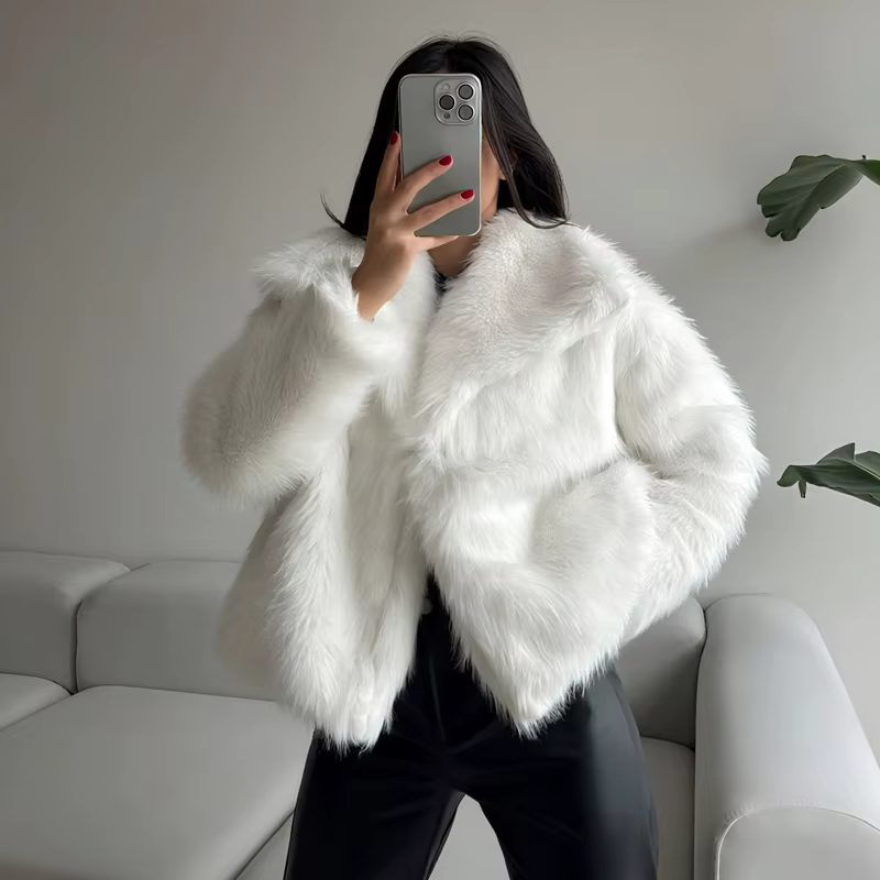 MUJER manteau en fausse fourrure pelucheuse veste femme 2025 femme automne hiver nouveau dans les vê