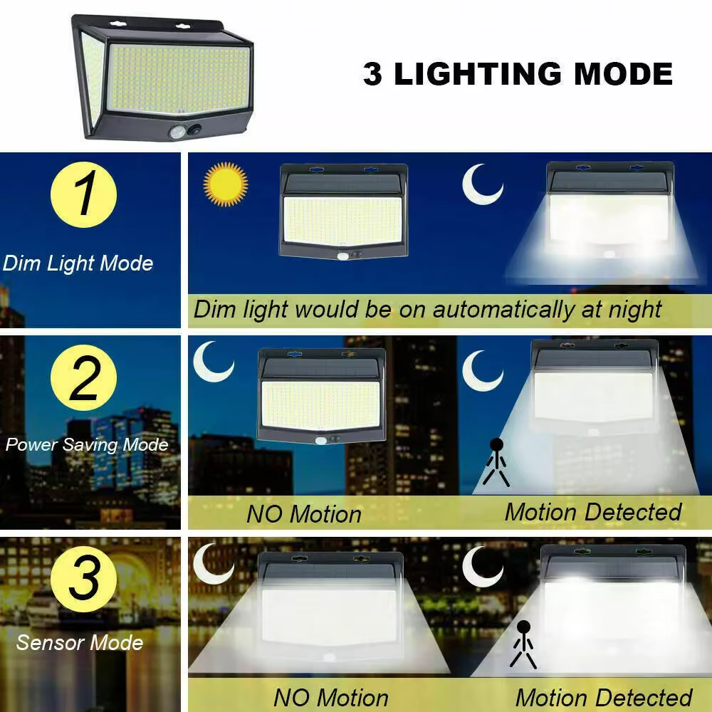 Lampe solaire d'extérieur à 468 LED avec détecteur de mouvement PIR, étanche, 62 Sunlight, lampadair