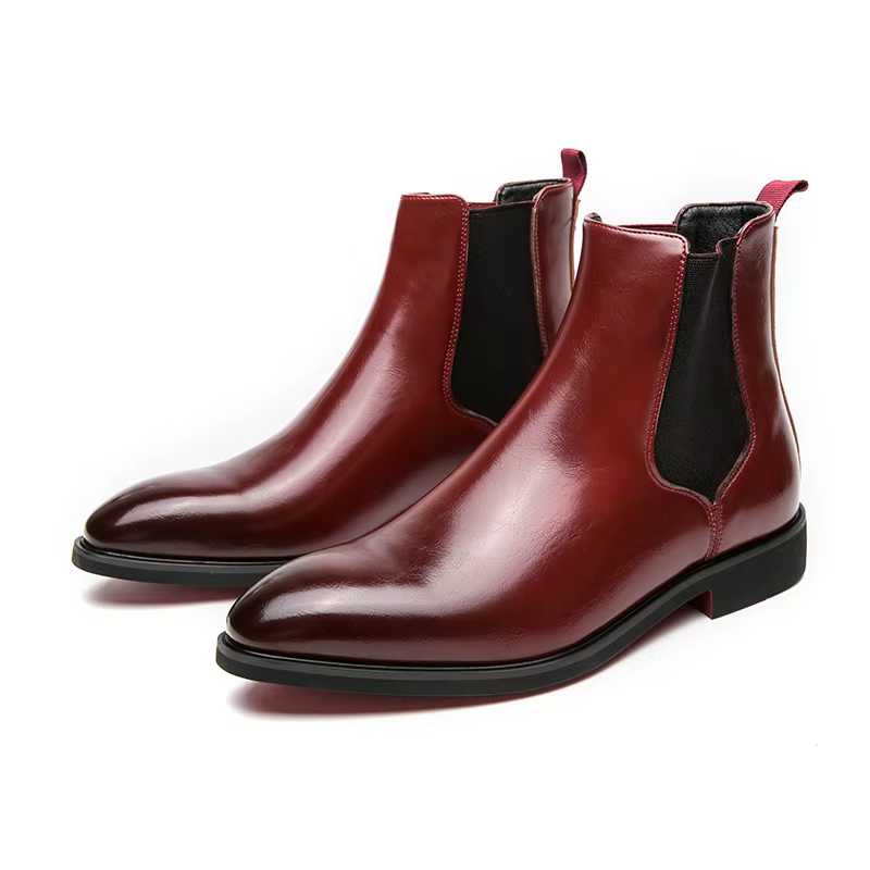 Chelsea bottes pour hommes semelle rouge cheville affaires bout rond Slip-On hommes bottes livraison