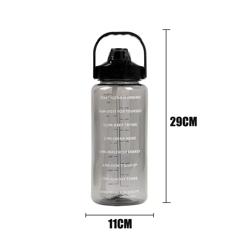 Bouilloire en plastique de 2 litres, grande bouteille d'eau de voyage Portable avec paille, tasse de