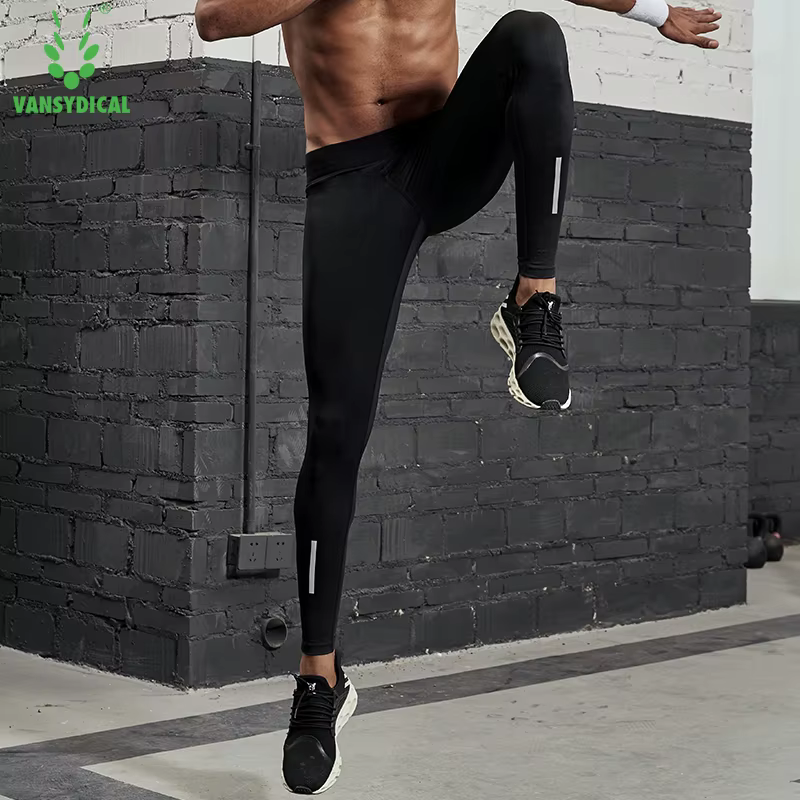 VANSYDICAL – pantalon de Compression pour hommes, collant de course avec rayures réfléchissantes, Le
