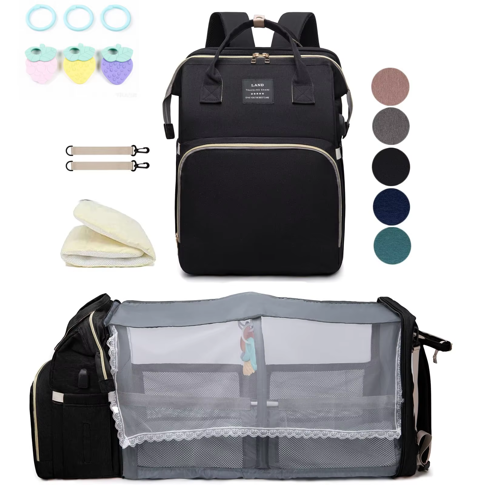 Sac à dos pour couches avec matelas à langer, grande capacité, sac de voyage pour bébé pour maman, i