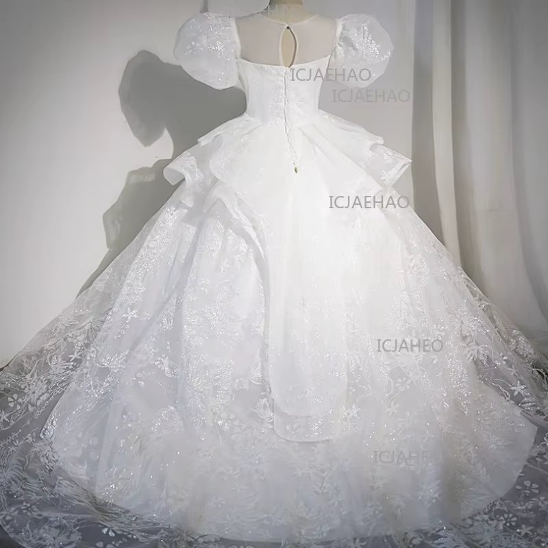 Robe de princesse pour filles 2026, tenue de demoiselle d'honneur blanche pour mariage, costume de s