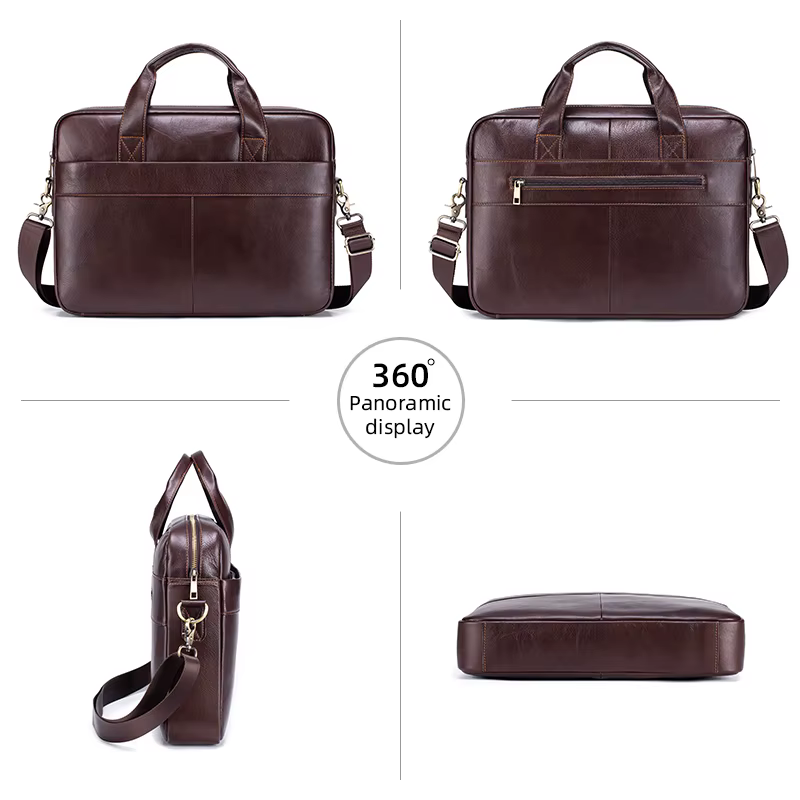 Porte-documents en cuir véritable pour hommes, sac d'affaires de luxe souple, compatible avec ordina