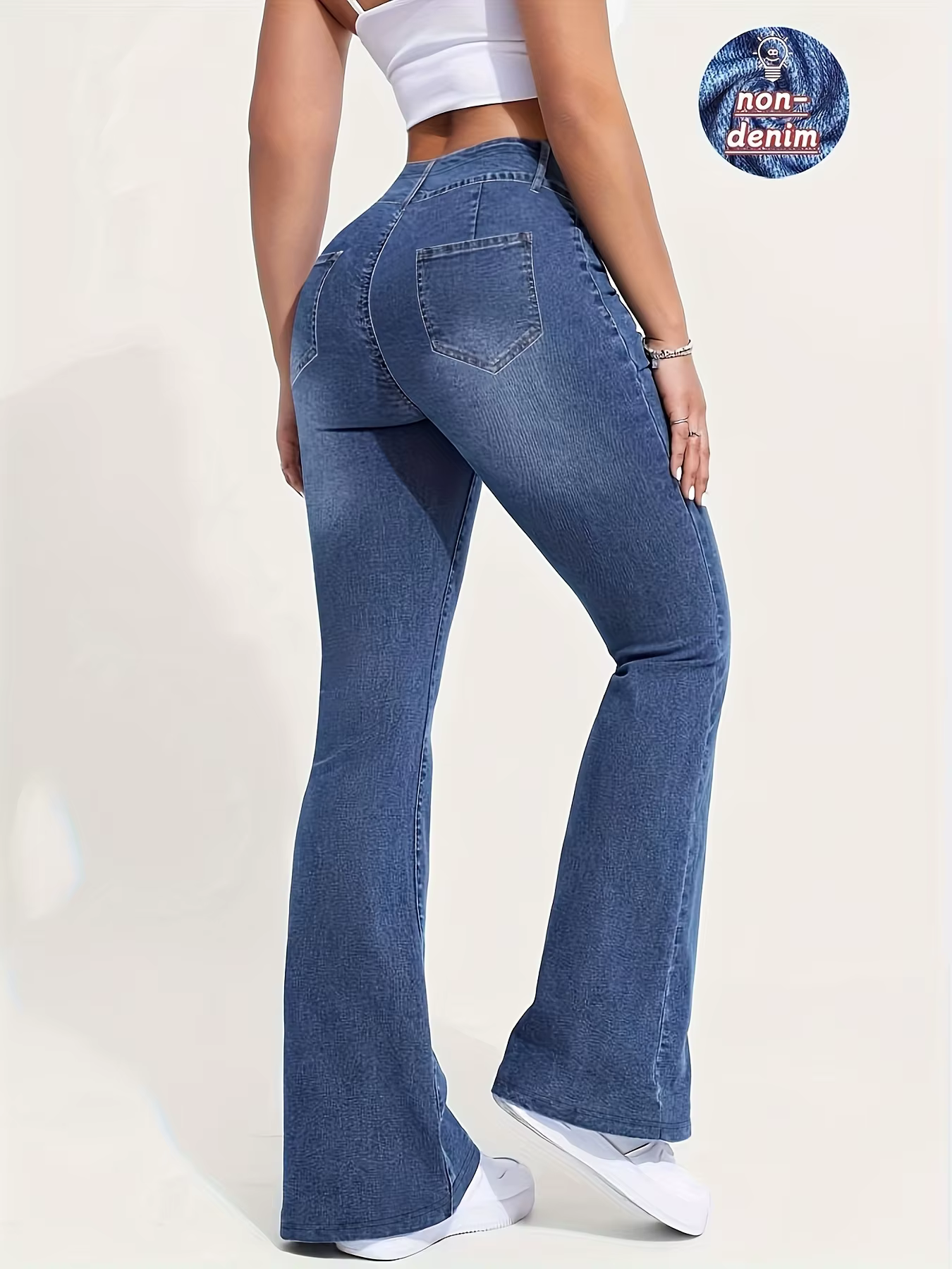 Leggings imprimés non en denim à haute élasticité pour femmes, leggings slim taille haute, leggings