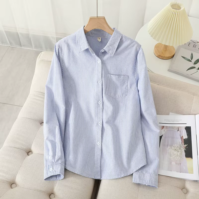 Chemise Oxford décontractée en coton pour femmes, chemisier et hauts de bonne qualité, chemises à ra