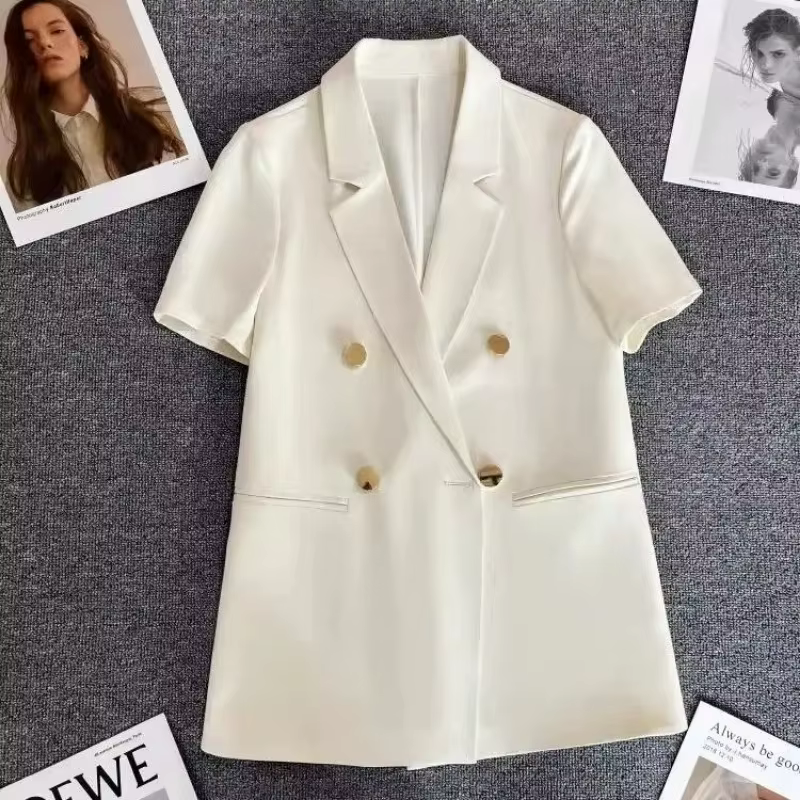 Veste d'été doublée dos nu pour femme, manteau blanc imbibé, manches courtes, mode coréenne, haute q