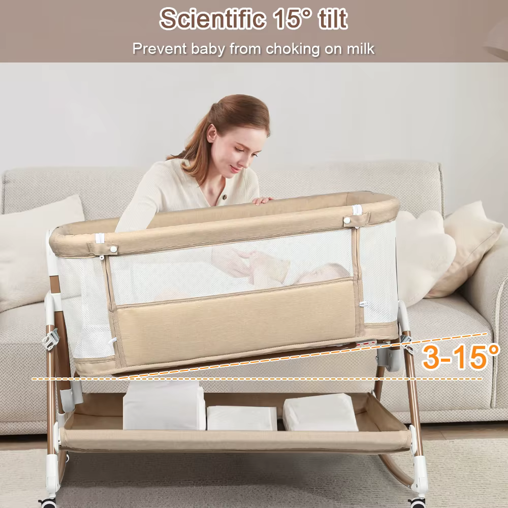 Lit bébé 3 en 1, lit bébé, bascule bébé, lit de voyage bébé avec matelas, couffin avec 6 hauteurs, f