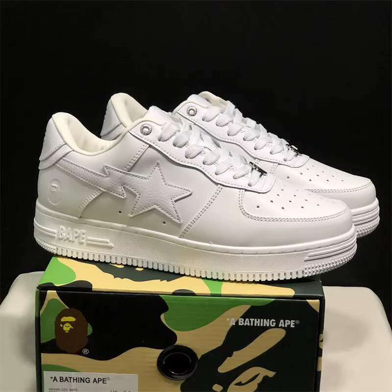 A BATHING APE Chaussures décontractées BAPESTA pour hommes, entièrement noires, à motif requin, unis