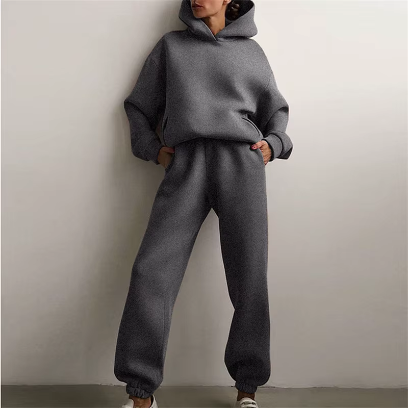 Sweat à capuche PVD deux pièces pour femme, sweat à capuche décontracté, pulls monochromes, ensemble