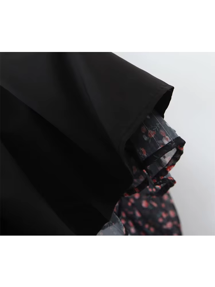 YENKYE automne mode femmes Vintage imprimé fleuri robe en mousseline de soie Sexy Semi-transparent à