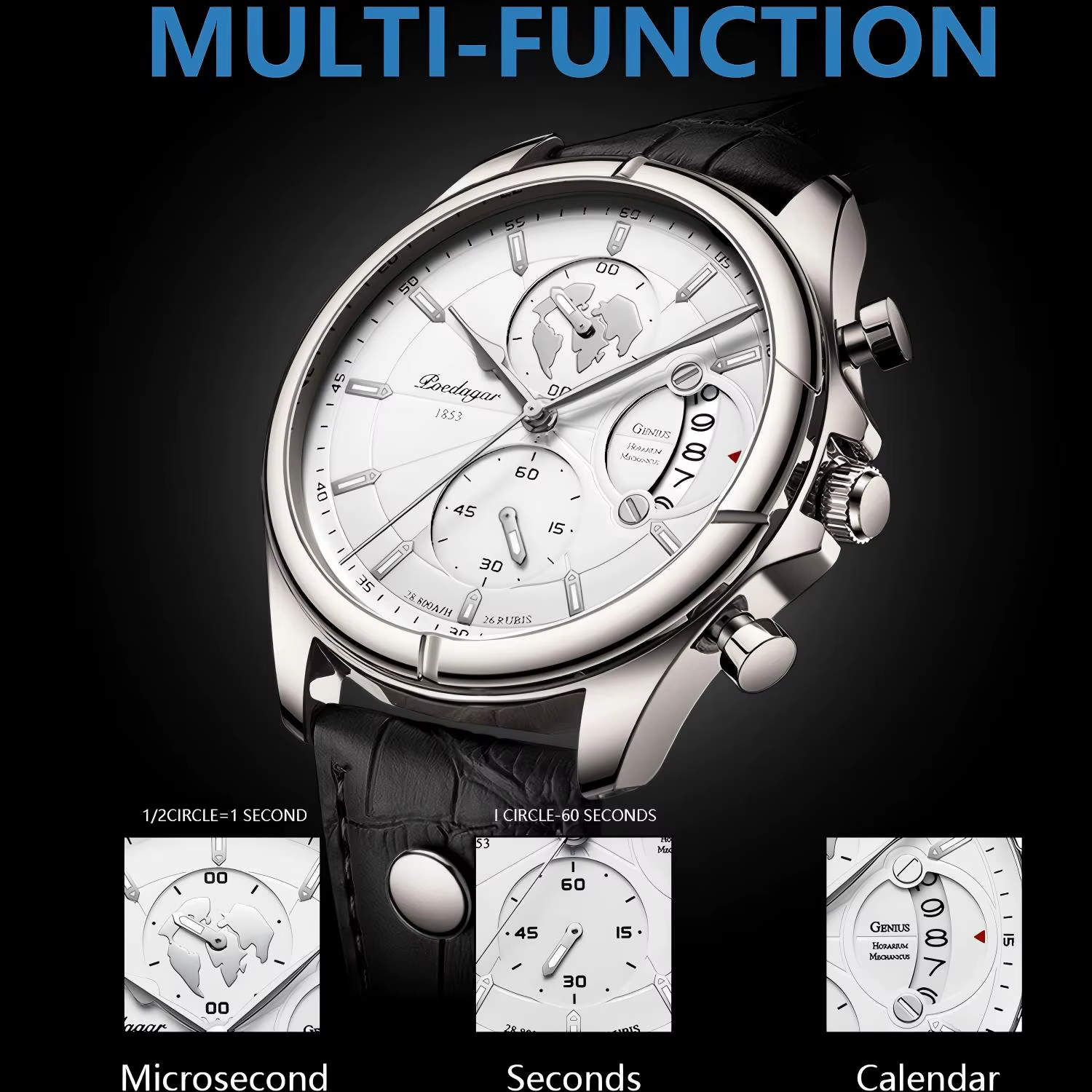 POEDAGAR luxe homme montre-bracelet chronographe Date étanche en cuir hommes montre décontracté Quar