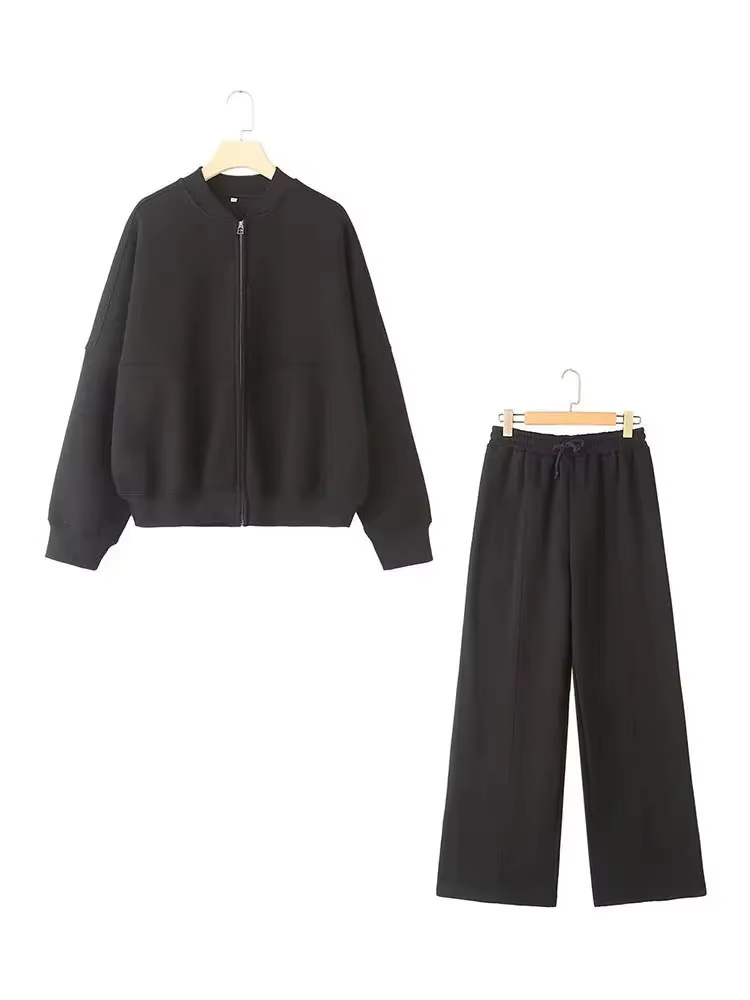 HH – veste bombardier rétro 2 pièces pour femme, couleur unie, fermeture éclair, sweat-shirt + taill